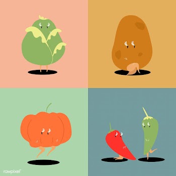 Fresh vegetable cartoon characters vector set | Free stock vector - 538627