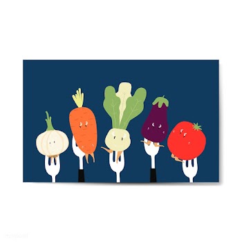 Fresh vegetable cartoons on forks vector | Free stock vector - 538552