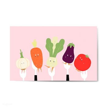 Fresh vegetable cartoons on forks vector | Free stock vector - 538605