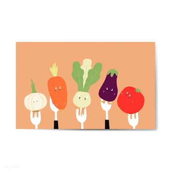 Fresh vegetable cartoons on forks vector | Free stock vector - 538616