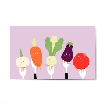 Fresh vegetable cartoons on forks vector | Free stock vector - 538622