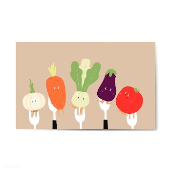 Fresh vegetable cartoons on forks vector | Free stock vector - 538656