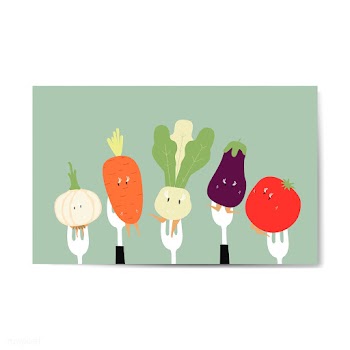 Fresh vegetable cartoons on forks vector | Free stock vector - 538678