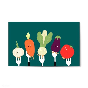 Fresh vegetable cartoons on forks vector | Free stock vector - 538690