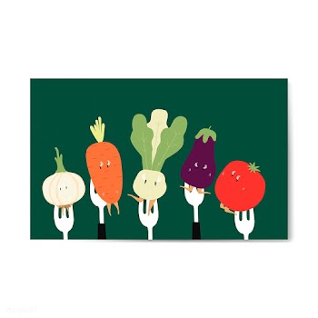 Fresh vegetable cartoons on forks vector | Free stock vector - 538772