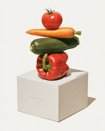 Fresh Vegetable Stack in Minimalist Delivery Box