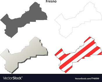 Fresno County California outline map set vector image