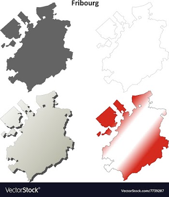 Fribourg blank detailed outline map set vector image