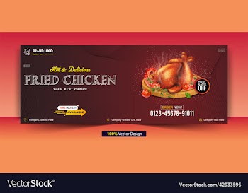 fried chicken facebook cover web banner design