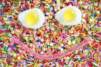 Fried Egg and Candy Forms Smiley