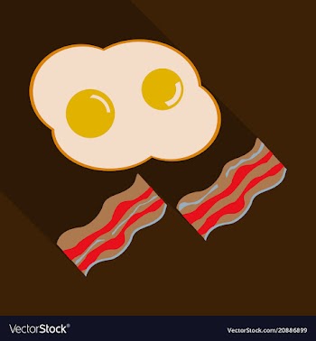 Fried eggs and slices of crisp bacon vector image