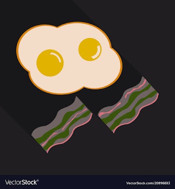 Fried eggs and slices of crisp bacon vector image