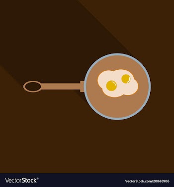 Fried eggs in a frying pan and egg in the vector image