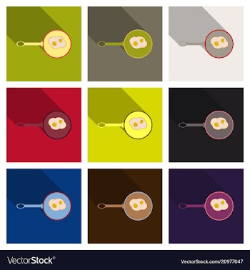 Fried eggs in a frying pan and egg in the vector image