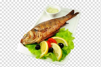 Fried fish, Shashlik Barbecue grill Cafe Mangal European bass, fried fish transparent background PNG clipart