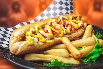 Fried Fries With Burger on Ceramic Plate