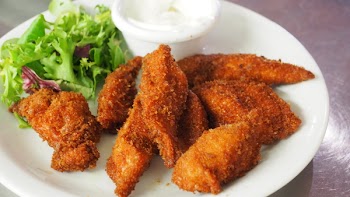 Fried Meat on Top of White Plate