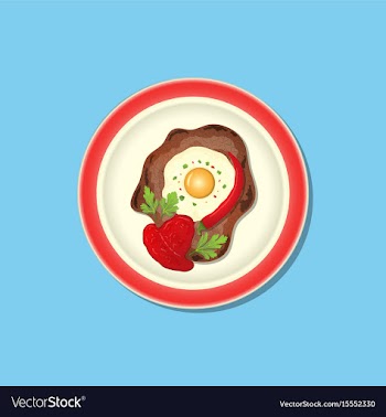 Fried meat with ketchup vector image