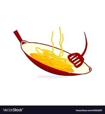 fried noodle in a wok and spatula