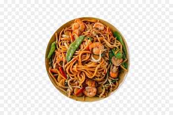 Fried noodles Chow mein Peking duck Chinese cuisine Laksa - Shrimp and vegetable fried noodles 