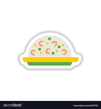 Fried rice with shrimp sticker vector image