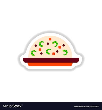 Fried rice with shrimp sticker vector image