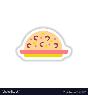 Fried rice with shrimp sticker vector image