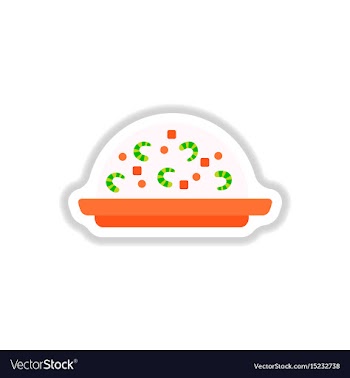 Fried rice with shrimp sticker vector image