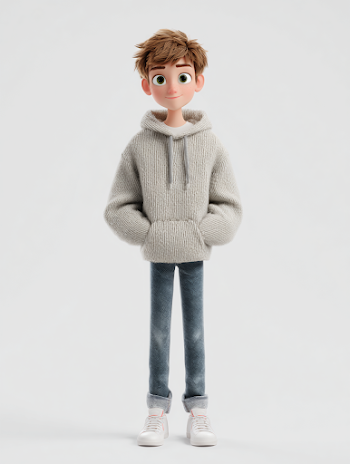 Friendly 3D Animated Character in Casual Outfit