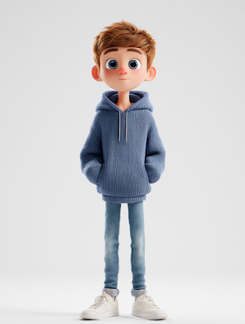 Friendly 3D Animated Character Turnaround