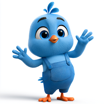 Friendly Bluebird Cartoon Character