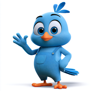 Friendly Bluebird Cartoon Character