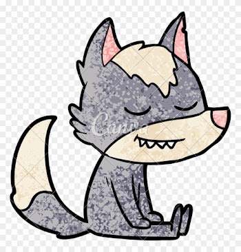 Friendly Cartoon Wolf Sitting Down - Friendly Wolf Cartoon