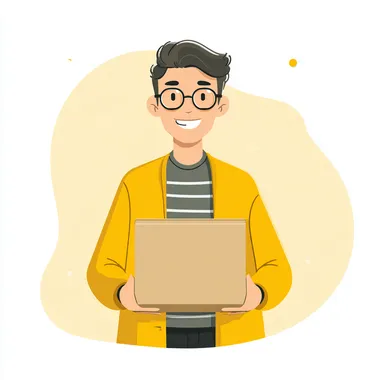 Friendly Courier Holding Cardboard Box