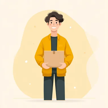 Friendly Courier with Cardboard Box Friendly Courier with Cardboard Box