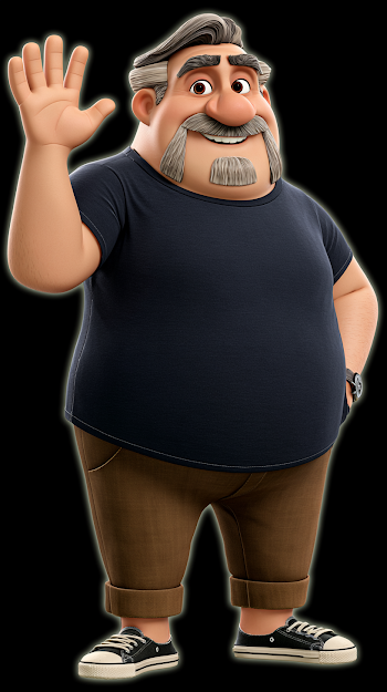 Friendly Heavyset Man in 3D Animation