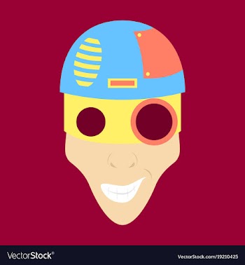 Friendly robot character with flat cartoon vector image