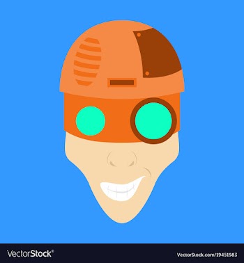 Friendly robot character with flat cartoon vector image