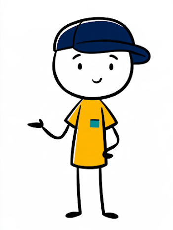 Friendly Stick Figure Character with Baseball Cap