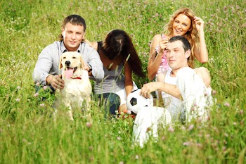 friends and dog