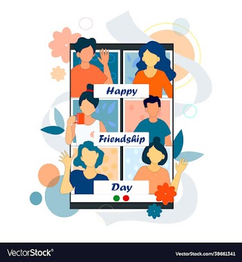 friends celebrates friendship day on a video call