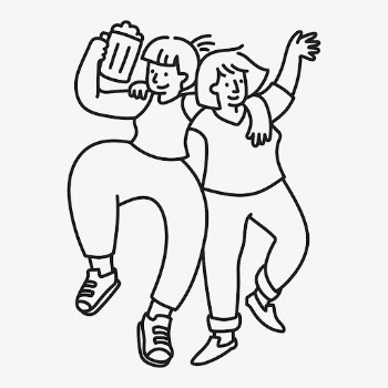 Friends celebrating doodle sticker, party | Free Vector Illustration - rawpixel