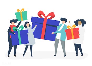 Friends exchanging gift boxes  with one anoth.. | Free stock vector - 478151
