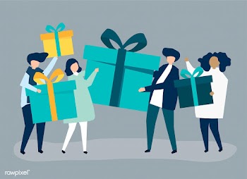 Friends exchanging gift boxes  with one anoth.. | Free stock vector - 480054