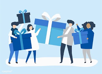 Friends exchanging gift boxes  with one anoth.. | Free stock vector - 480136