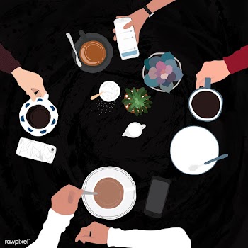 Friends having drinks at a cafe | Free stock vector - 404620