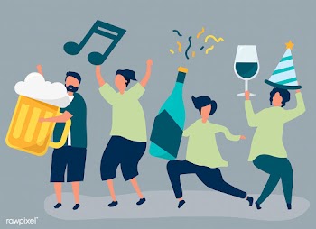 Friends partying and drinking different bever.. | Free stock vector - 480856