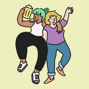 Friends partying cartoon sticker, celebration | Free PSD Illustration - rawpixel