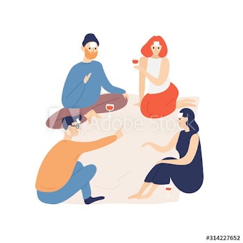 Friends relaxing indoors flat vector illustration