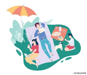 Friends spend time outdoor on picnic